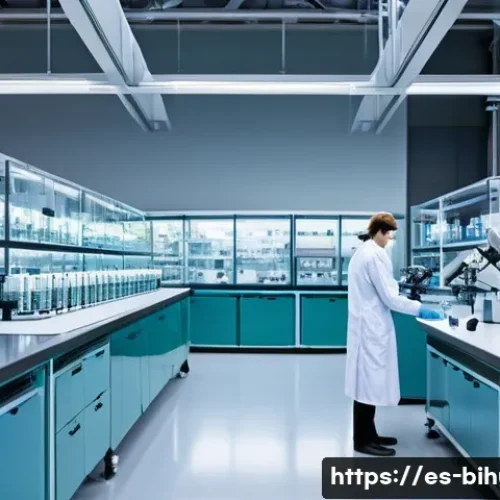 생물학자 연구 결과의 산업 적용 - **Prompt 1: From Microscope to Factory Floor – The Biomanufacturing Revolution**
    A high-tech, st...