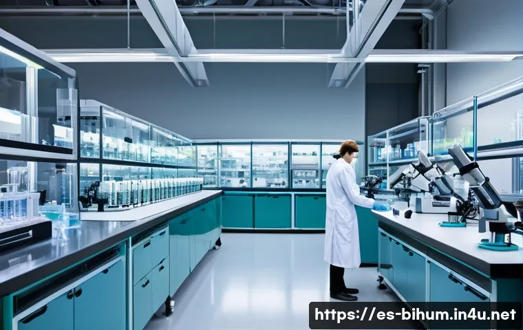 생물학자 연구 결과의 산업 적용 - **Prompt 1: From Microscope to Factory Floor – The Biomanufacturing Revolution**
    A high-tech, st...