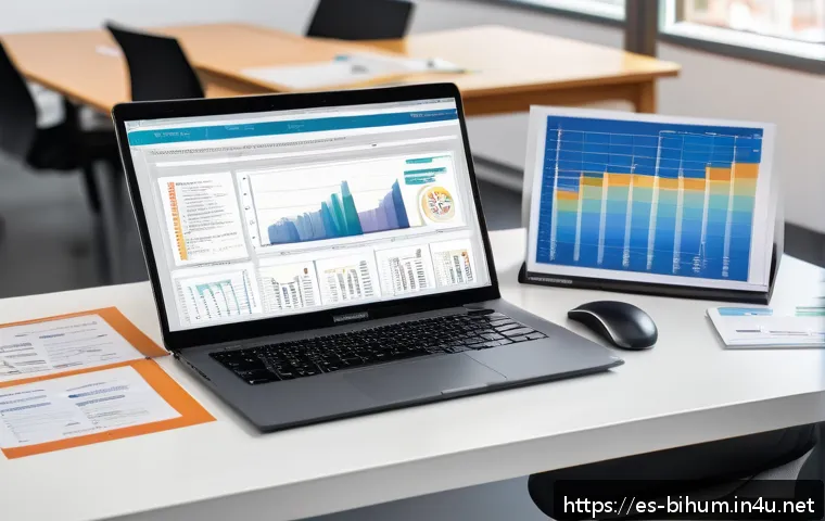 생물학자 연구 결과 보고서 작성법 - A professional scientific report workspace scene showing a neatly organized desk with a laptop displ...